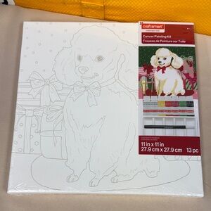 White Canvas Painting Kit - Holiday Puppy Design